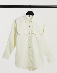 Уютная куртка-рубашка в стиле oversized пастельного кремового цвета New Look-Белый