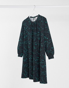 Свободное платье из органического хлопка со звездным принтом People Tree-Черный