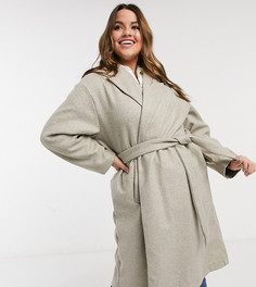 Бежевое классическое пальто с поясом Vero Moda Curve-Neutral