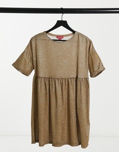 Платье с присборенной юбкой золотистого цвета Urban Threads-Черный