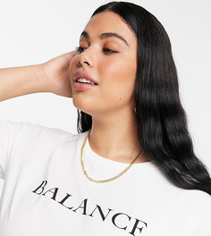 Белая футболка c надписью "Balance" ASOS DESIGN Curve-Белый