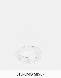 Широкое кольцо из стерлингового серебра с камуфляжным дизайном серебристого цвета ASOS DESIGN-Серебристый