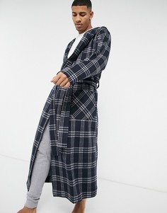 Темно-синий халат в клетку ASOS DESIGN (от комплекта)