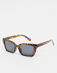 Солнцезащитные очки «кошачий глаз» в черепаховой квадратной оправе с дымчатыми стеклами ASOS DESIGN-Коричневый