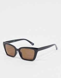 Солнцезащитные очки «кошачий глаз» в черной квадратной оправе с коричневыми стеклами ASOS DESIGN-Черный