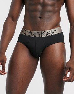 Черные трусы с тесьмой на талии с эффектом «металлик» Calvin Klein-Черный