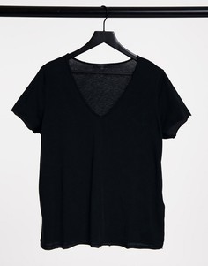 Черная футболка с V-образным вырезом AllSaints Emelyn-Черный
