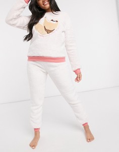 Флисовая пижама с рисунком ленивца Chelsea Peers-Кремовый