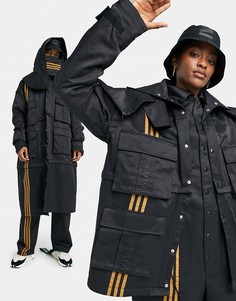 Черная удлиненная куртка с капюшоном adidas x Ivy Park-Черный