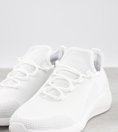 Белые кроссовки для бега с трикотажным верхом для широкой стопы ASOS DESIGN-Белый
