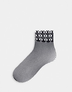 Черные носки до щиколотки с геометрическим узором на манжетах Pretty Polly-Черный