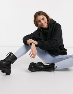 Свободный худи черного цвета Bershka-Черный