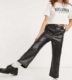 Черные брюки клеш из искусственной кожи с завышенной талией Reclaimed Vintage inspired-Черный