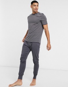 Темно-серый комплект для дома в полоску New Look