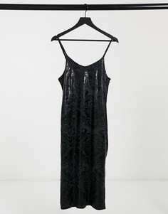 Черное принтованное платье-комбинация Bolongaro Trevor Billie-Многоцветный