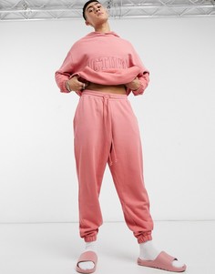 Oversized-джоггеры выбеленного розового цвета с вышивкой на заднем кармане от комплекта ASOS Actual-Розовый