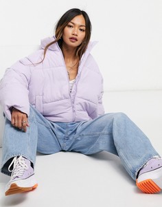 Короткий лиловый пуховик Monki Sue-Фиолетовый