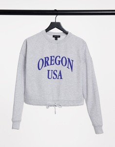 Серый свитшот с завязкой на талии New Look Oregon