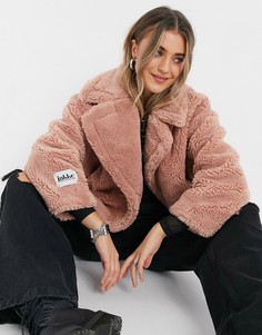 Розовое пальто из искусственного меха средней длины Jakke Rita-Розовый