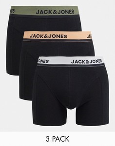 Набор из трех пар боксеров-брифов с цветным поясом Jack & Jones-Черный