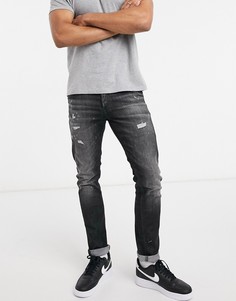 Черные выбеленные узкие джинсы с принтом брызг краски Jack & Jones Intelligence GLENN-Черный