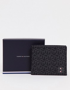 Маленький кожаный бумажник черного цвета с монограммой Tommy Hilfiger-Черный