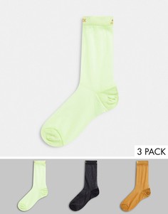 Набор из трех пар прозрачных носков до щиколотки желтого/ коричневого/ черного цвета adidas x Ivy Park-Многоцветный