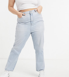 Голубые выбеленные джинсы в винтажном стиле New Look Curve-Синий