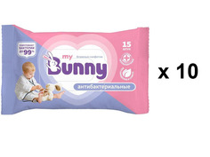 Салфетки My Bunny Антибактериальные 15шт GL000792269 10 упаковок !