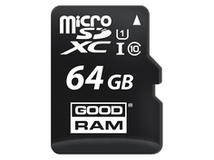 Карта памяти 64Gb - GoodRAM Micro Secure Digital XC Class 10 UHS-I M1AA-0640R12 с переходником под SD