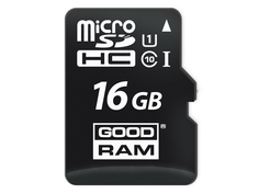 Карта памяти 16Gb - GoodRAM Micro Secure Digital HC Class 10 UHS-I M1AA-0160R12 с переходником под SD