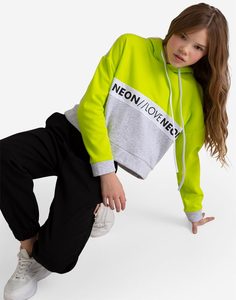 Худи oversize колор-блок с принтом для девочки Gloria Jeans