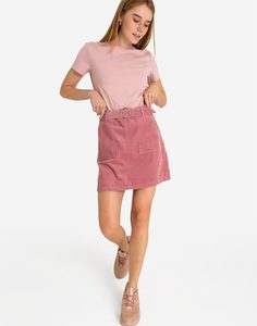 Розовая юбка-трапеция из вельвета Gloria Jeans