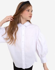 Белая рубашка oversize для девочки Gloria Jeans