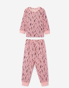 Розовая пижама с пингвинами для девочки Gloria Jeans