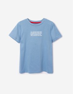 Голубая футболка с надписью для мальчика Gloria Jeans