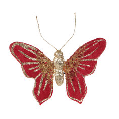 Украшение Due Esse Christmas бабочка 12 см красная