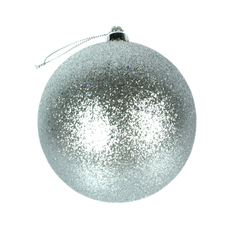 Шар новогодний Morozco серебро глиттер 10 см
