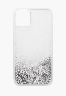 Чехол для iPhone Guess 11, Liquid Glitter Hard Hearts Silver