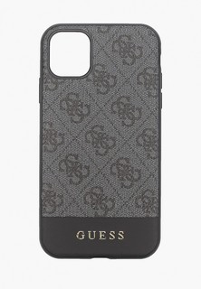 Чехол для iPhone Guess 11, 4G PU Stripe Metal logo Grey