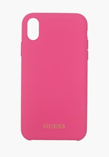 Чехол для iPhone Guess XR, Silicone collection Gold logo Pink