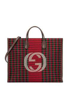 Gucci сумка-тоут в ломаную клетку с логотипом Interlocking G