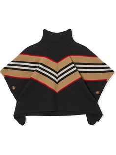 Burberry Kids пончо в полоску Icon Stripe