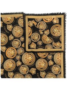 Versace шарф с принтом Baroque и бахромой