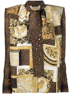 Versace блузка с бантом и принтом