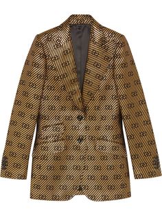 Gucci однобортный блейзер с эффектом металлик