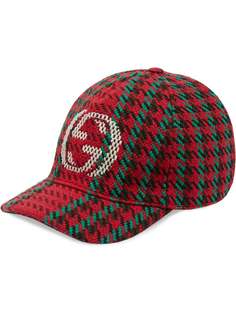 Gucci кепка в ломаную клетку с логотипом GG