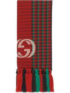 Gucci шарф в ломаную клетку с логотипом Interlocking G