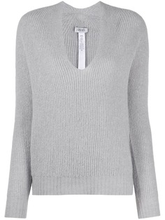 LIU JO джемпер в рубчик V-образным вырезом