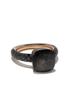 Pomellato кольцо Nudo из титана и золота с обсидианом и бриллиантами